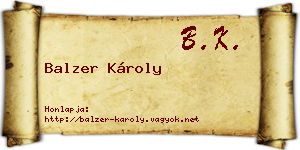 Balzer Károly névjegykártya